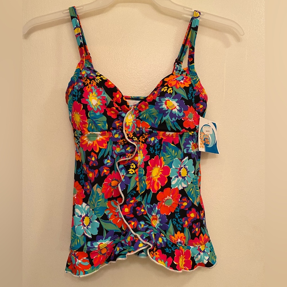 NWT Floral Ruffle Tankini Top - Size Small